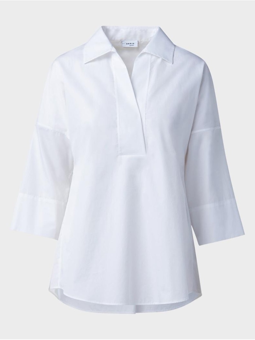 Akris Punto Crisp White Split V-Neck Tunic